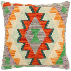 handmade Traditional Pillow Rust Blue Hand-Woven SQUARE 100% WOOL kilim throw pillow