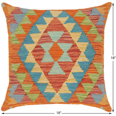 handmade Traditional Pillow Red Blue Hand-Woven SQUARE 100% WOOL kilim throw pillow