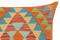 handmade Traditional Pillow Red Blue Hand-Woven SQUARE 100% WOOL kilim throw pillow