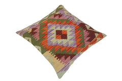 handmade Traditional Pillow Rust Blue Hand-Woven SQUARE 100% WOOL kilim throw pillow