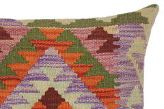 handmade Traditional Pillow Rust Blue Hand-Woven SQUARE 100% WOOL kilim throw pillow