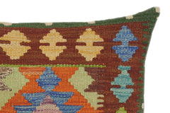 handmade Traditional Pillow Rust Blue Hand-Woven SQUARE 100% WOOL kilim throw pillow