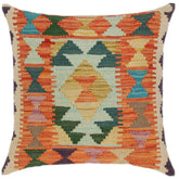 handmade Traditional Pillow Rust Blue Hand-Woven SQUARE 100% WOOL kilim throw pillow