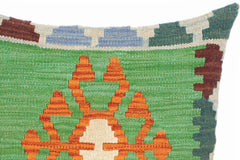 handmade Traditional Pillow Blue Green Hand-Woven SQUARE 100% WOOL kilim throw pillow