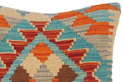 handmade Traditional Pillow Blue Rust Hand-Woven SQUARE 100% WOOL kilim throw pillow