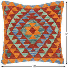 handmade Traditional Pillow Blue Rust Hand-Woven SQUARE 100% WOOL area rug