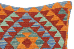 handmade Traditional Pillow Blue Rust Hand-Woven SQUARE 100% WOOL area rug