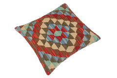 handmade Traditional Pillow Rust Blue Hand-Woven SQUARE 100% WOOL kilim throw pillow