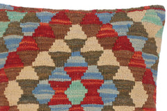 handmade Traditional Pillow Rust Blue Hand-Woven SQUARE 100% WOOL kilim throw pillow