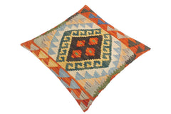 handmade Traditional Pillow Blue Rust Hand-Woven SQUARE 100% WOOL kilim throw pillow