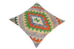 handmade Traditional Pillow Blue Rust Hand-Woven SQUARE 100% WOOL kilim throw pillow