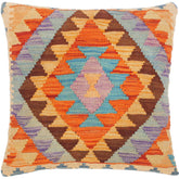 handmade Traditional Pillow Rust Blue Hand-Woven SQUARE 100% WOOL kilim throw pillow