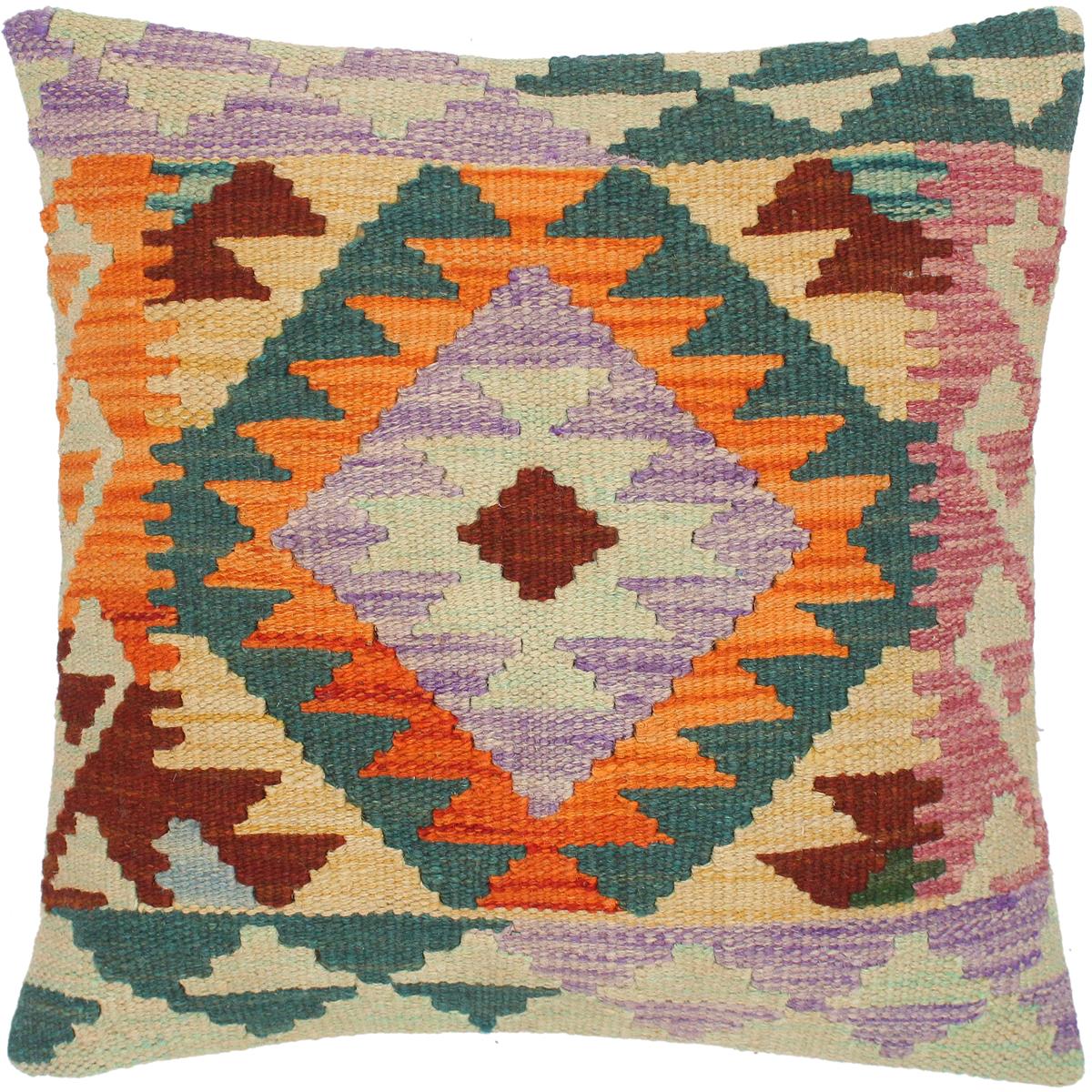 handmade Traditional Pillow Rust Blue Hand-Woven SQUARE 100% WOOL area rug