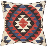 handmade Traditional Pillow Rust Blue Hand-Woven SQUARE 100% WOOL kilim throw pillow