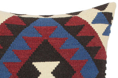 handmade Traditional Pillow Red Blue Hand-Woven SQUARE 100% WOOL kilim throw pillow