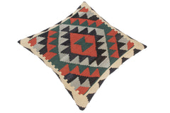 handmade Traditional Pillow Rust Blue Hand-Woven SQUARE 100% WOOL kilim throw pillow