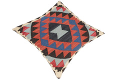 handmade Traditional Pillow Rust Blue Hand-Woven SQUARE 100% WOOL area rug