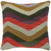 handmade Traditional Pillow Blue Red Hand-Woven SQUARE 100% WOOL kilim throw pillow