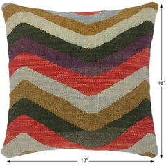 handmade Traditional Pillow Blue Red Hand-Woven SQUARE 100% WOOL kilim throw pillow