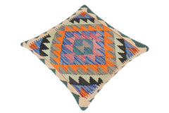 handmade Traditional Pillow Blue Rust Hand-Woven SQUARE 100% WOOL kilim throw pillow