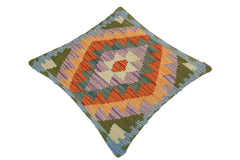 handmade Traditional Pillow Rust Blue Hand-Woven SQUARE 100% WOOL kilim throw pillow