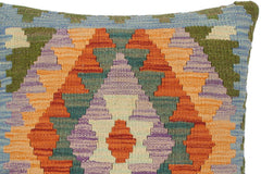 handmade Traditional Pillow Rust Blue Hand-Woven SQUARE 100% WOOL kilim throw pillow