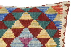 handmade Traditional Pillow Rust Blue Hand-Woven SQUARE 100% WOOL kilim throw pillow