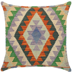 handmade Traditional Pillow Blue Rust Hand-Woven SQUARE 100% WOOL kilim throw pillow