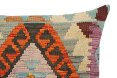 handmade Traditional Pillow Rust Blue Hand-Woven SQUARE 100% WOOL kilim throw pillow