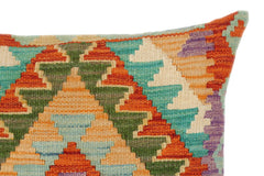 handmade Traditional Pillow Rust Blue Hand-Woven SQUARE 100% WOOL kilim throw pillow