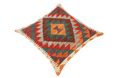 handmade Traditional Pillow Rust Green Hand-Woven SQUARE 100% WOOL kilim throw pillow