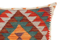 handmade Traditional Pillow Rust Green Hand-Woven SQUARE 100% WOOL kilim throw pillow