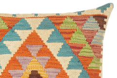 handmade Traditional Pillow Rust Teal Hand-Woven SQUARE 100% WOOL kilim throw pillow