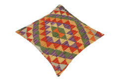 handmade Traditional Pillow Rust Gold Hand-Woven SQUARE 100% WOOL kilim throw pillow