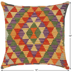 handmade Traditional Pillow Rust Gold Hand-Woven SQUARE 100% WOOL kilim throw pillow