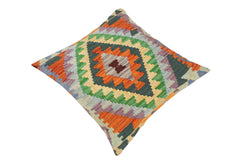 handmade Traditional Pillow Blue Rust Hand-Woven SQUARE 100% WOOL kilim throw pillow