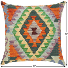 handmade Traditional Pillow Blue Rust Hand-Woven SQUARE 100% WOOL kilim throw pillow