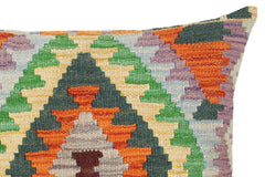 handmade Traditional Pillow Blue Rust Hand-Woven SQUARE 100% WOOL kilim throw pillow