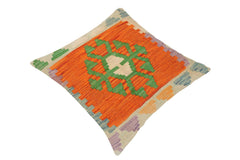 handmade Traditional Pillow Rust Blue Hand-Woven SQUARE 100% WOOL kilim throw pillow