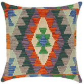 handmade Traditional Pillow Rust Blue Hand-Woven SQUARE 100% WOOL area rug