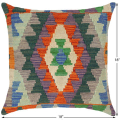 handmade Traditional Pillow Rust Blue Hand-Woven SQUARE 100% WOOL area rug