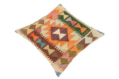handmade Traditional Pillow Orange Blue Hand-Woven SQUARE 100% WOOL kilim throw pillow