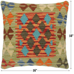 handmade Traditional Pillow Rust Red Hand-Woven SQUARE 100% WOOL kilim throw pillow