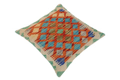 handmade Traditional Pillow Rust Beige Hand-Woven SQUARE 100% WOOL kilim throw pillow