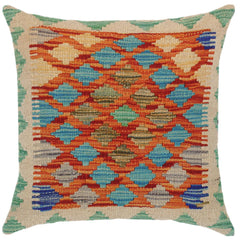handmade Traditional Pillow Rust Beige Hand-Woven SQUARE 100% WOOL kilim throw pillow
