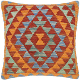 handmade Traditional Pillow Orange Brown Hand-Woven SQUARE 100% WOOL kilim throw pillow