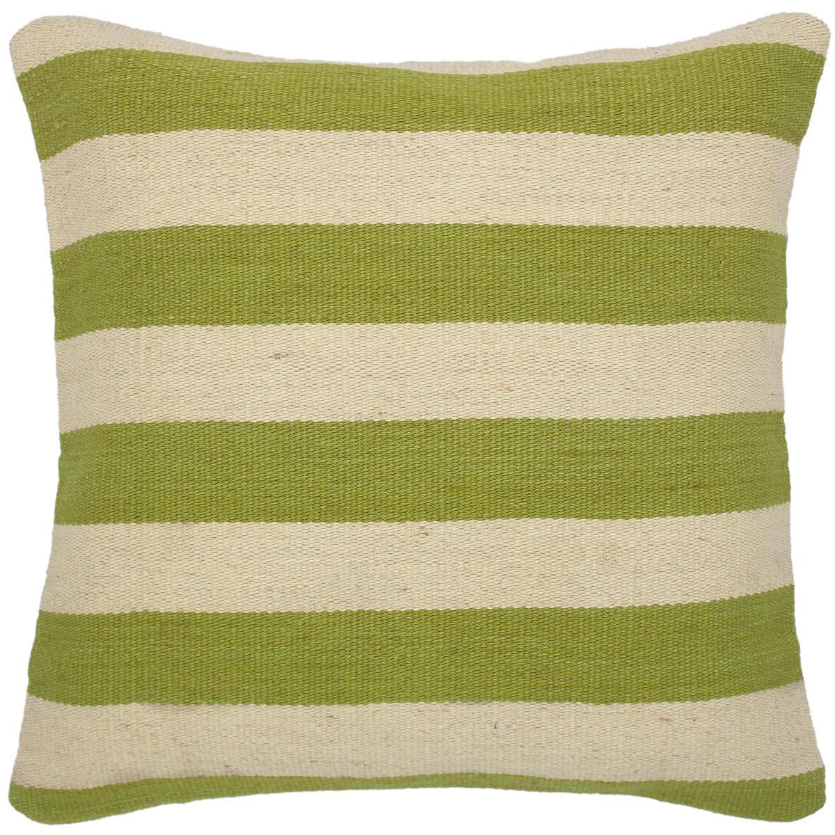 handmade Modern Pillow Beige Green Hand-Woven SQUARE 100% WOOL kilim throw pillow