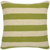 handmade Modern Pillow Beige Green Hand-Woven SQUARE 100% WOOL kilim throw pillow