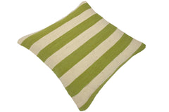 handmade Modern Pillow Beige Green Hand-Woven SQUARE 100% WOOL kilim throw pillow