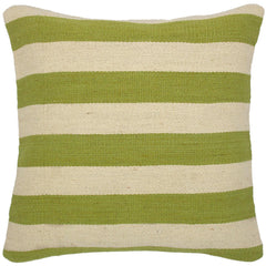 handmade Modern Pillow Beige Green Hand-Woven SQUARE 100% WOOL kilim throw pillow
